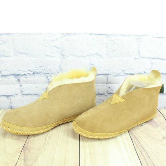 LL Bean Brown Suede Wicked Good Shearling Lined Slipper Ankle Boots Size 9 M - Picture 2 of 10